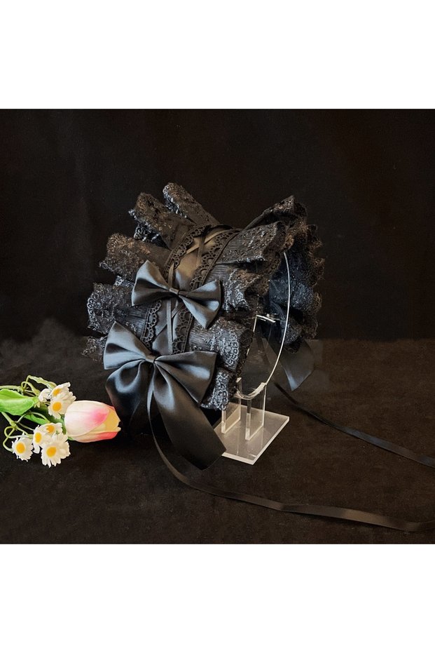 black Kawaii Lace Flower Headband Women Girls Hair Hoop Anime Maid Cosplay Lolita Hand Made Hair Acc