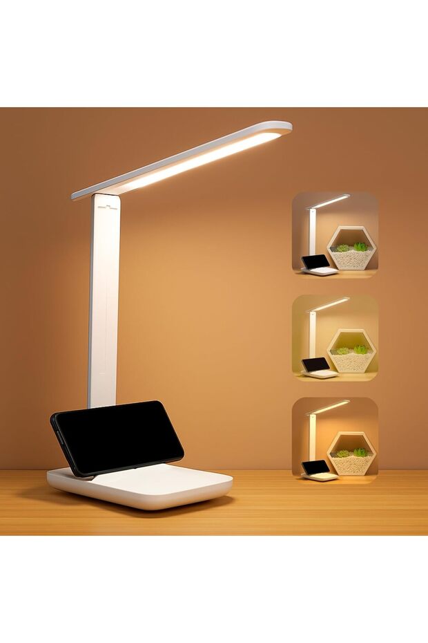 مصباح مكتب LED قابل للطي وقابل لإعادة الشحن عبر USB مع حماية للعين، تحكم باللمس قابل للتعتيم للدراسة والقراءة
