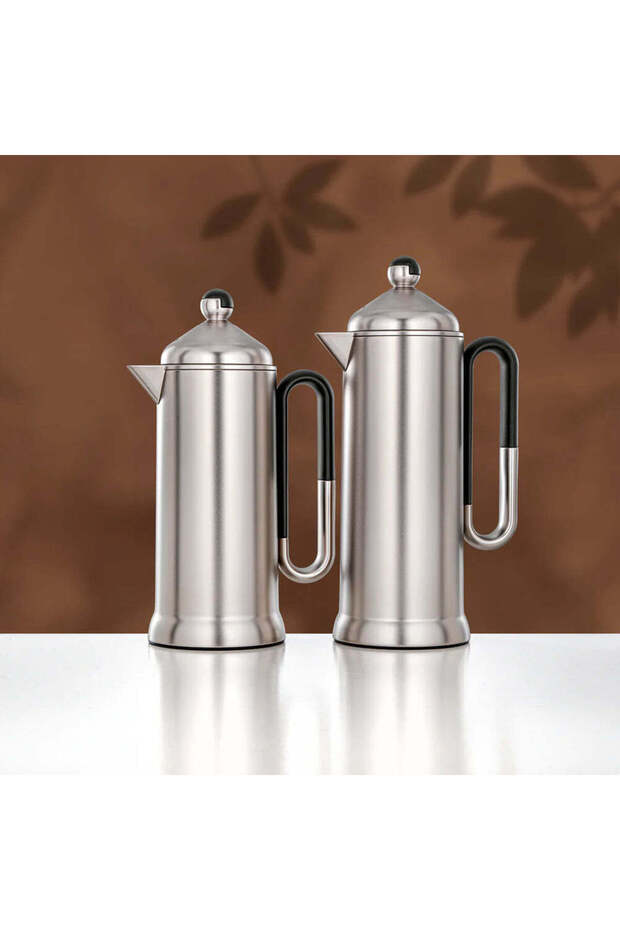 2 Pieces Vacuum Flask Set, Matt Nickel & Black