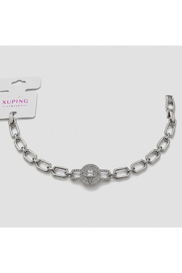 Xuping Vip Quality Antiallergic Star Motif Silver Bracelet with Zircon Stone Detail