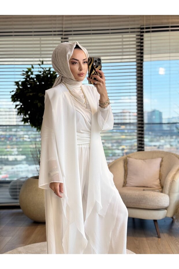Hwn6283 Chiffon Hooded Cap Ecru