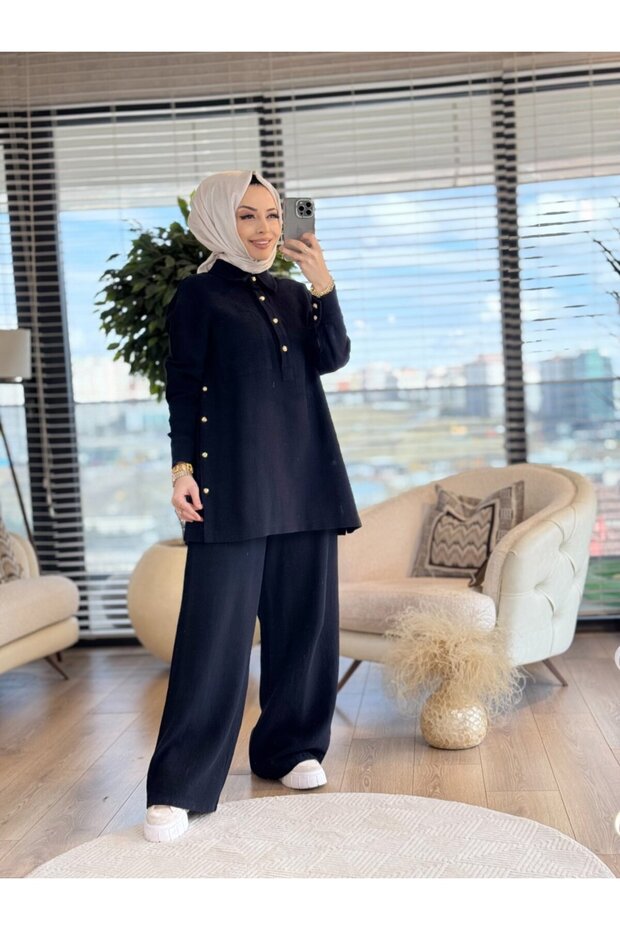 8513 بدلة بأزرار جانبية باللون الأسود