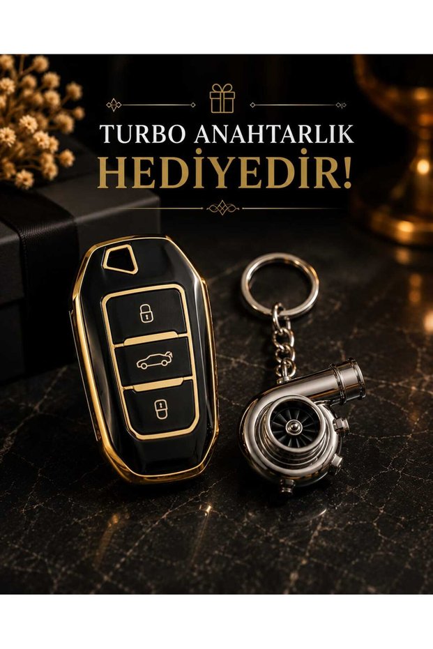 For Peugeot 208 308 508 2008 3008 5008 Rifter Citroen Opel Nano Key Case Cover Black Gold Color Turbo Keychain with Gift