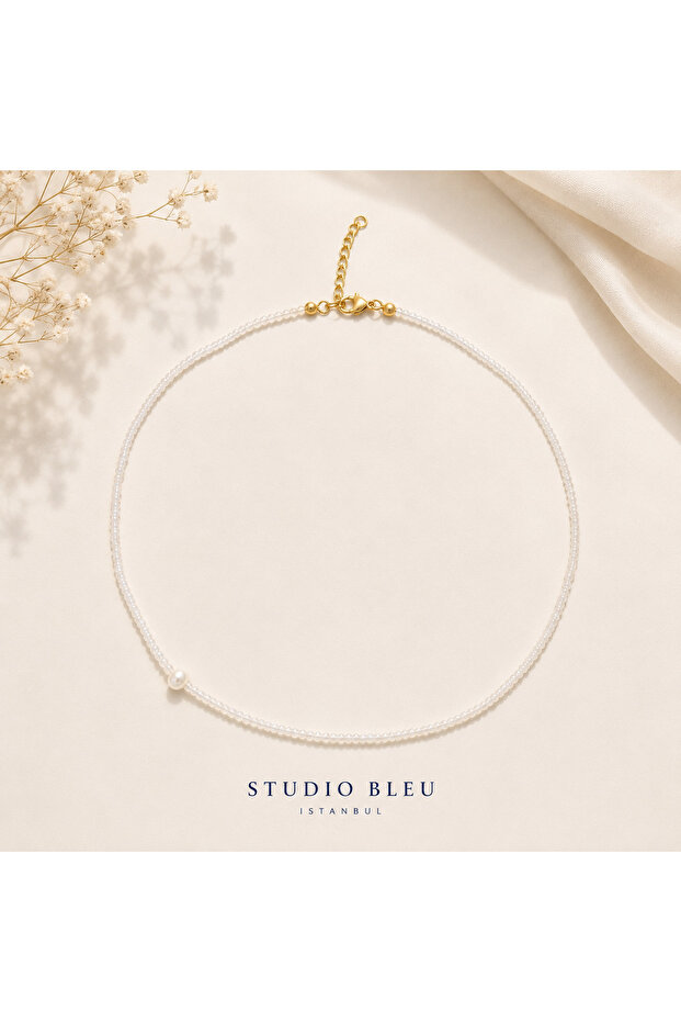 Z.No5 Studio Pearl Detailed Minimal Necklace