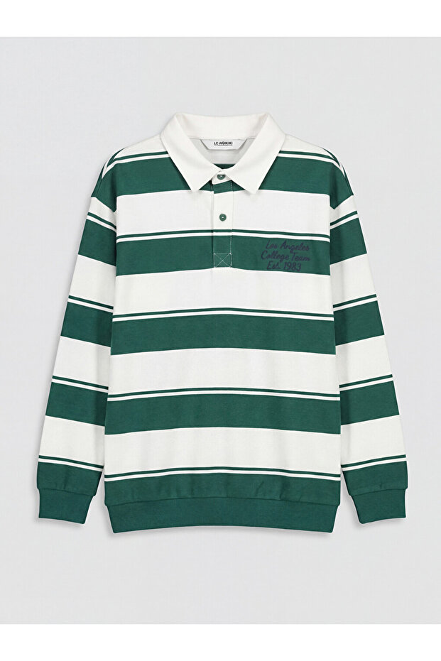 Green Striped Long Sleeve Boys' T-Shirt