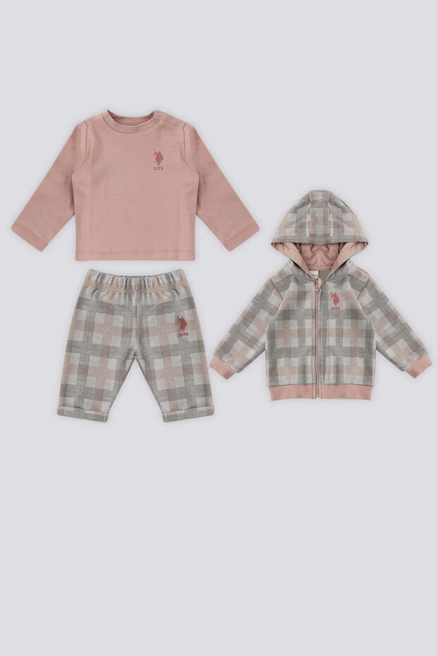 BASE. Polo Assn Pink Zippered Baby 3-Piece Set