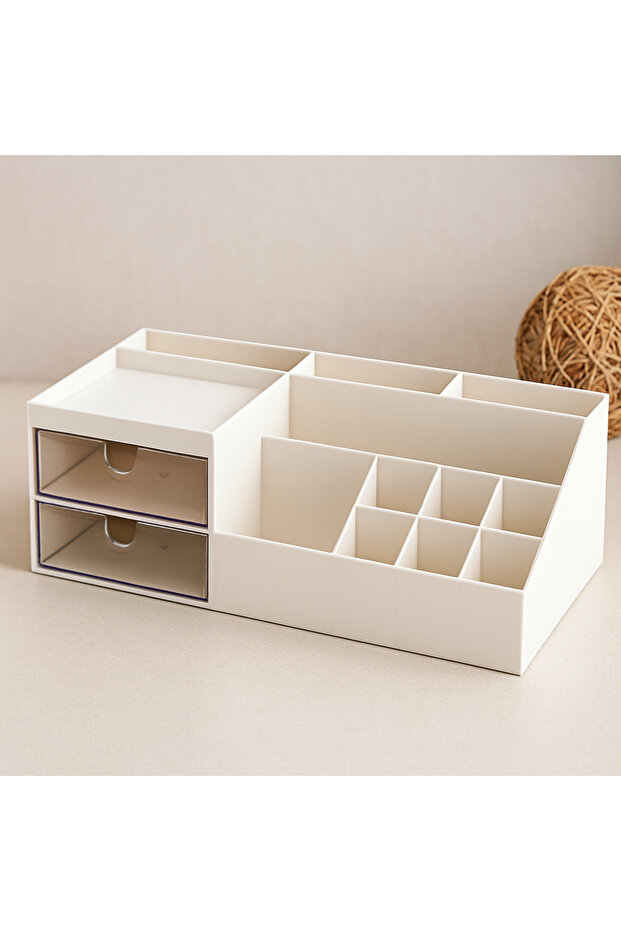 2 Drawers 12 Compartments Plastic Makeup and Jewelry Organizer