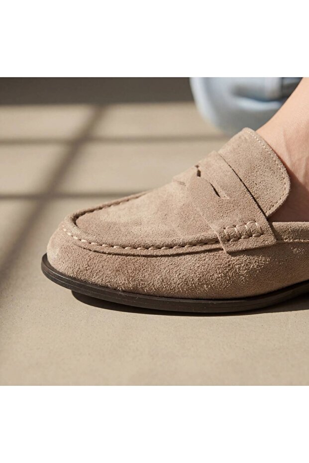 Milano Beige Suede Loafer Slippers