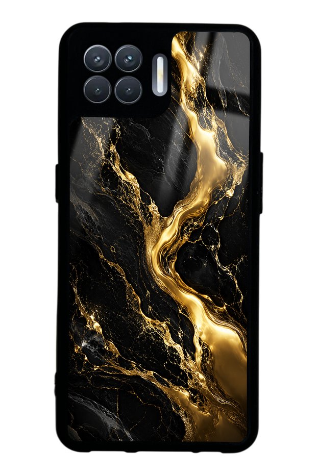 Oppo Reno 4 Lite Obsidian Gold Flow Design Glossy Phone Case