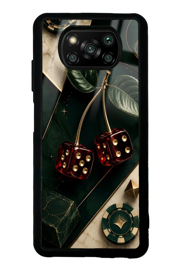 Xiaomi Poco X3 Emerald Casino Cherry Design Glossy Phone Case