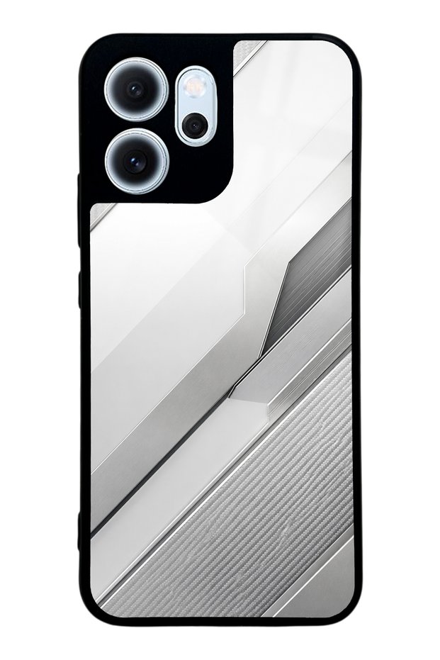 Oppo Reno 14F Silver Titanium Edge Design Glossy Phone Case
