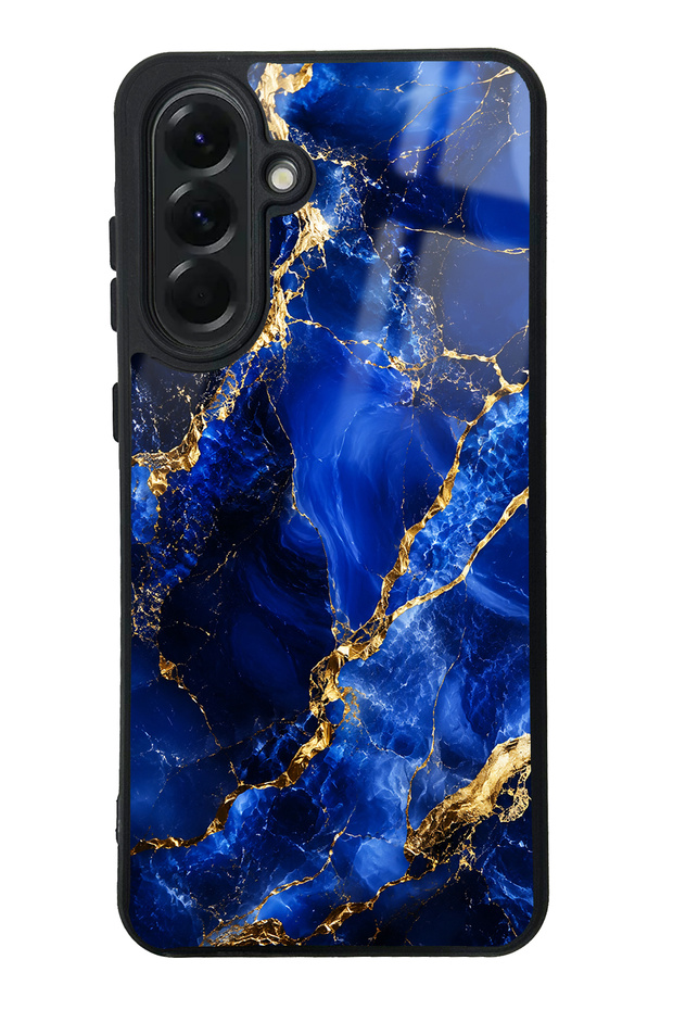 Samsung A56 Sapphire Gold Marble Design Glossy Phone Case