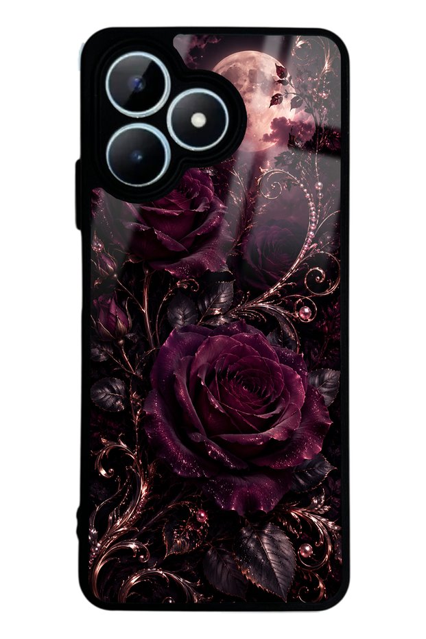 Realme Note 50 Moonlit Burgundy Rose Design Glossy Phone Case