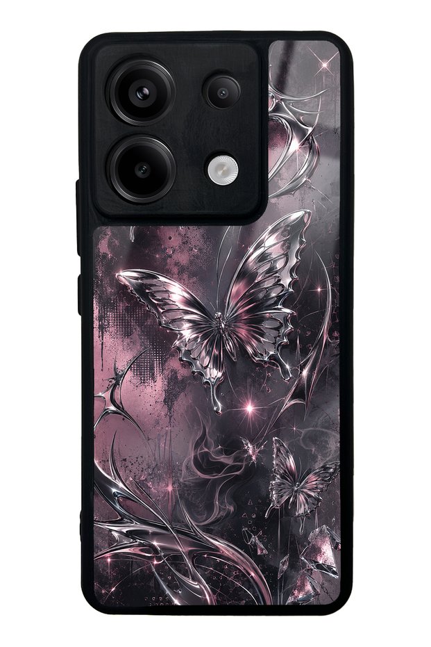 Xiaomi Redmi Note 13 Pro 5g Rose Chrome Butterfly Design Glossy Phone Case