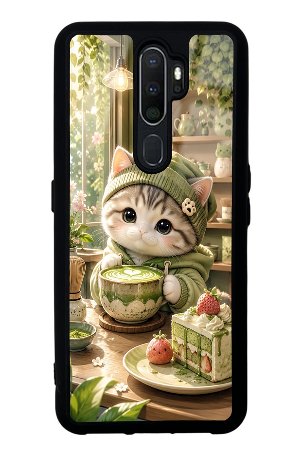 Oppo A5 2020 Matcha Kitty Café Design Glossy Phone Case