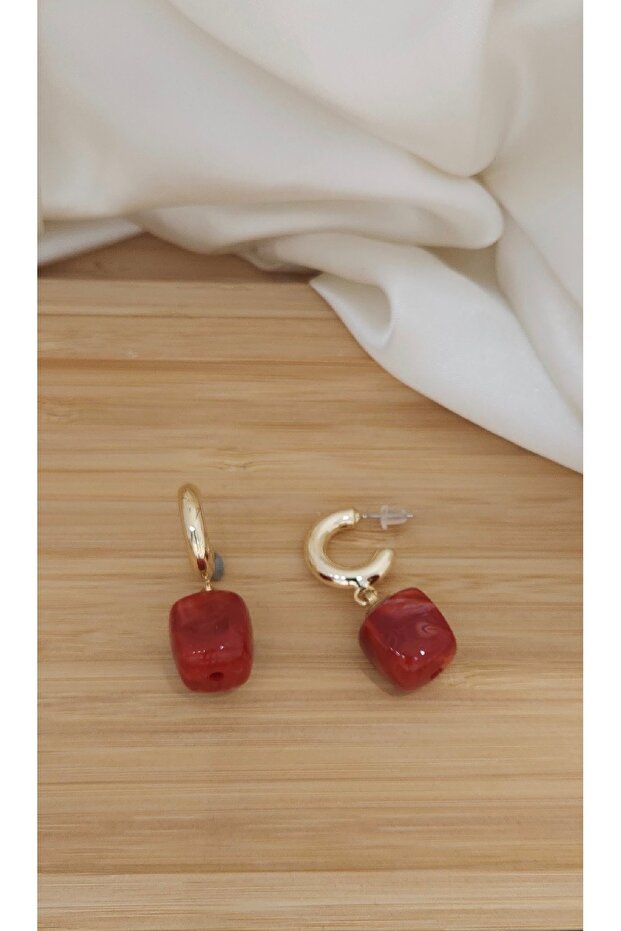 Marble Patterned Gold Earrings