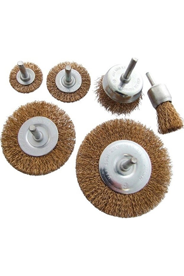 Gfb 6 Piece Pin Wire Brush Set Drill Brush Set Multi-Purpose Use with 6 mm Pin Thickness