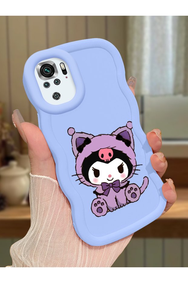 Redmi Note 10S Compatible Case Camera Protector Blue Silicone Couple Phone Case Kuromi Pattern