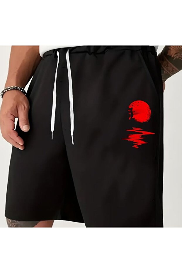 Unisex Oversize Relaxed Fit High Waist Special Design Printed Summer Shorts