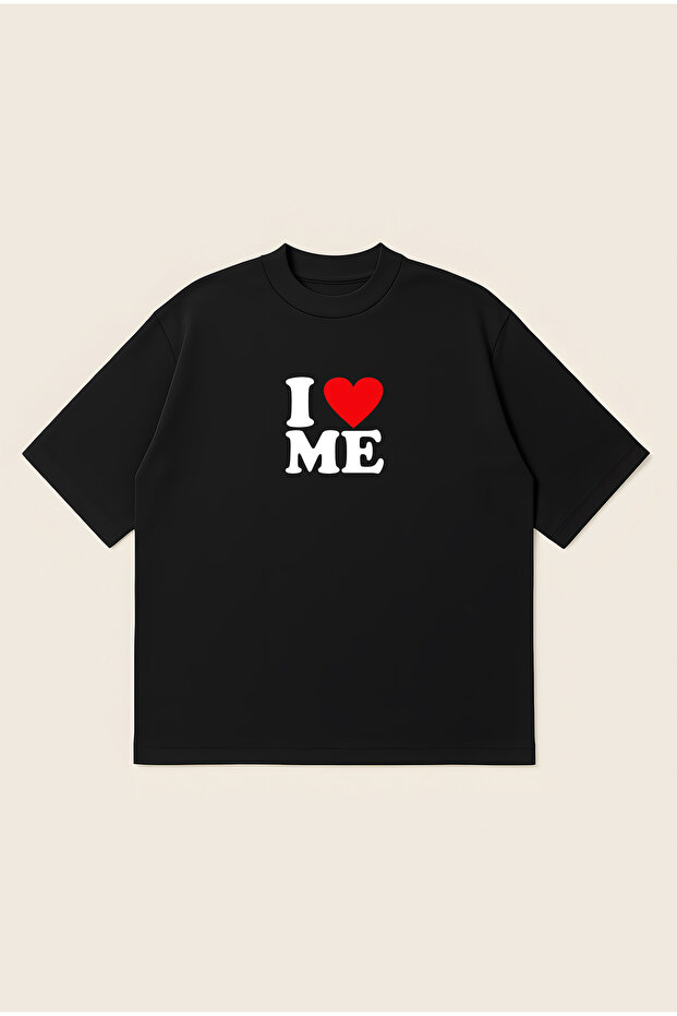 I Love Me Printed Oversize Boxy Cut Unisex 100% Cotton Tshirt | Streetwear