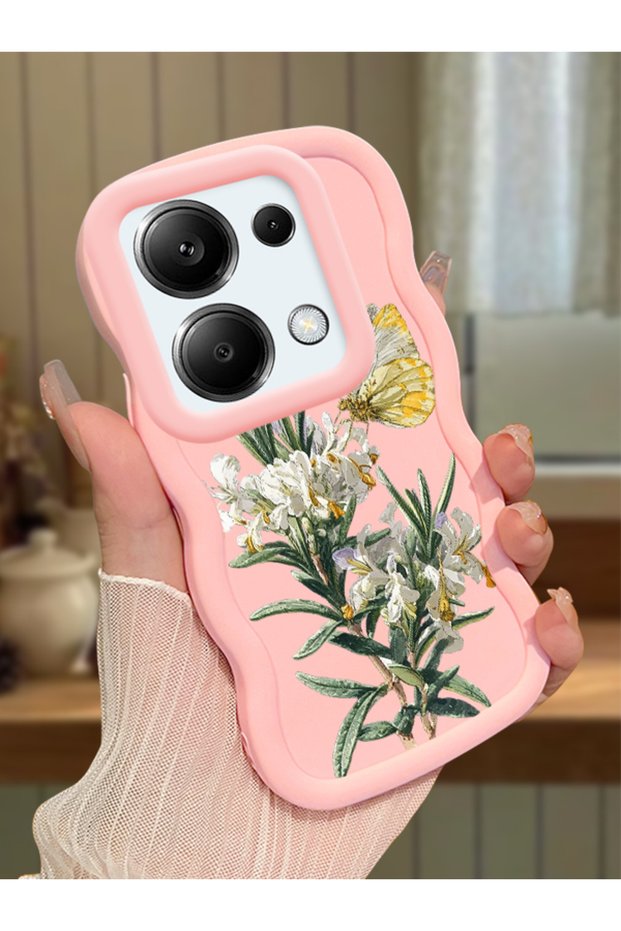 Redmi Note 13 Pro 4g Compatible Case with Camera Protector Pink Silicone Couple Phone Case Butterfly Pattern