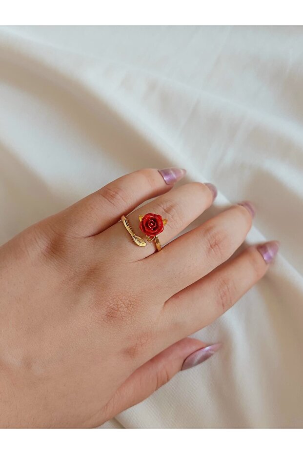 Rose Figured Adjustable Steel Women Ring