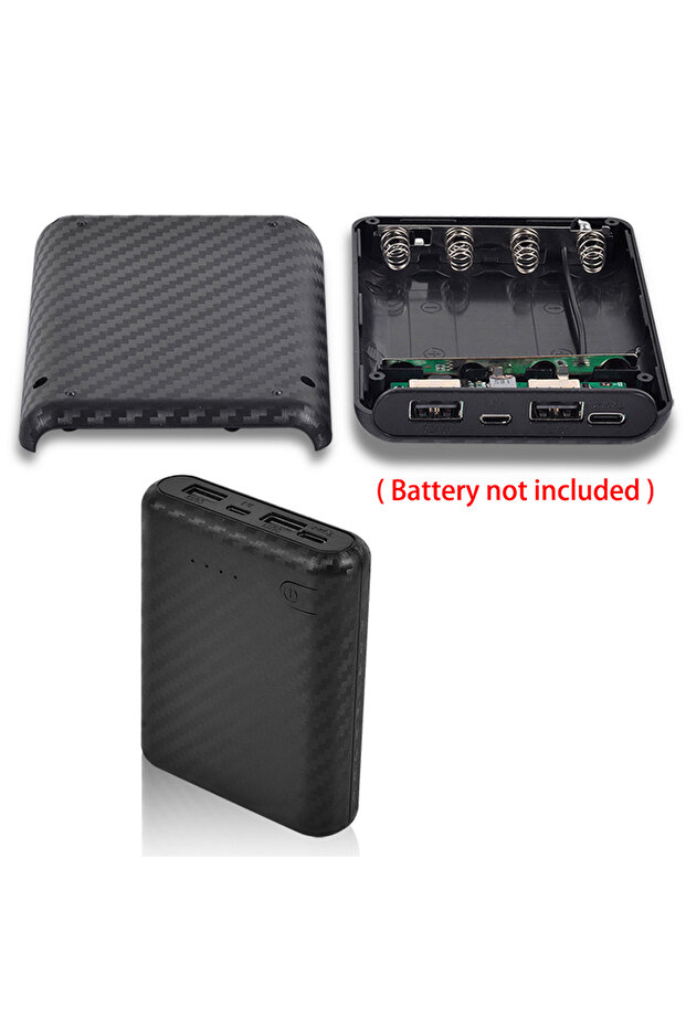 black Portable DIY Power Bank Box Detachable 4x18650 Battery Charger Case Shell Kit No-solder Batter