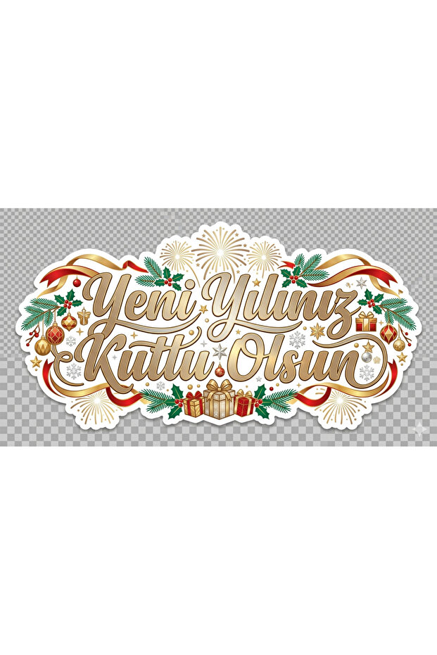 New Year Themed Sticker Set (4X4 cm 24 Pieces)