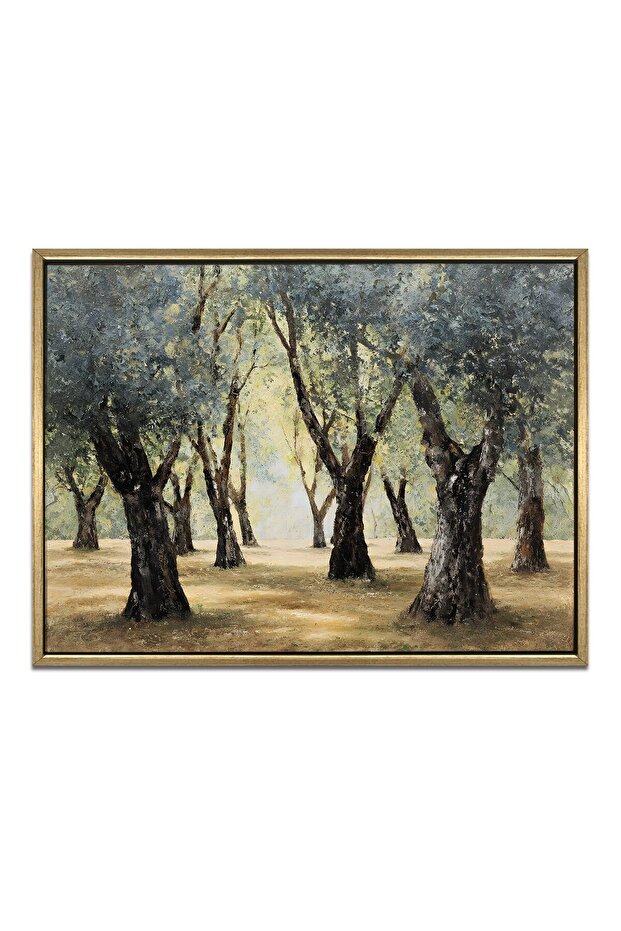 Signtouch Golden Floating Frame Trees Canvas Wall Art 60x90 cm With Outer Frame