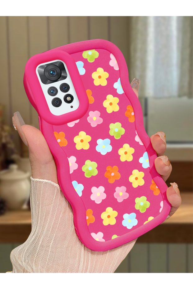 Redmi Note 11 Pro 4g Compatible Case Camera Protector Red Silicone Couple Phone Case Floral Pattern