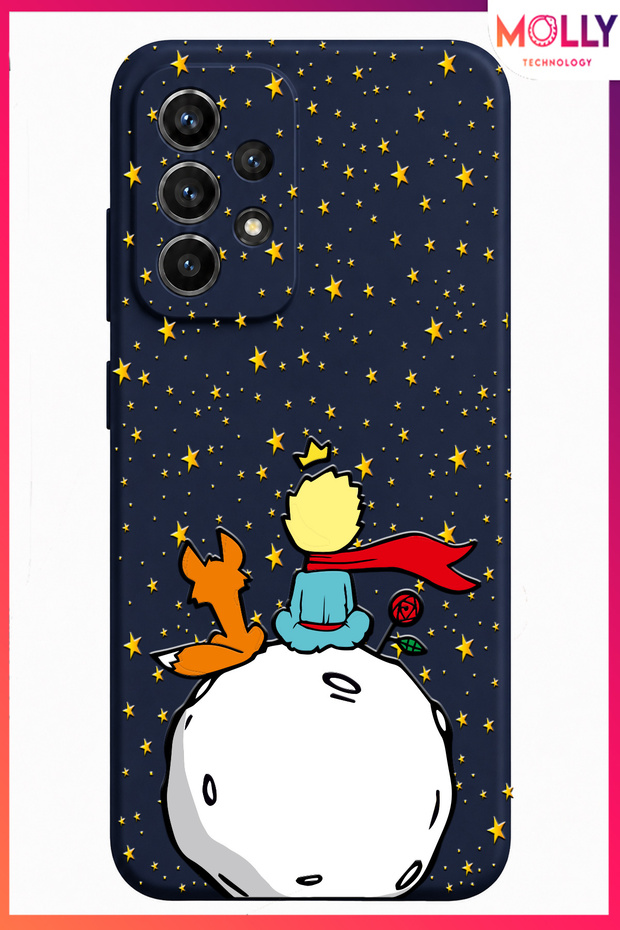 Night Blue Little Prince Pattern Inside Velvet Silicone Case for Samsung Galaxy A73