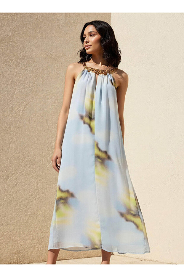 PLACEMENT PRINTED TRAPEZE DRESS