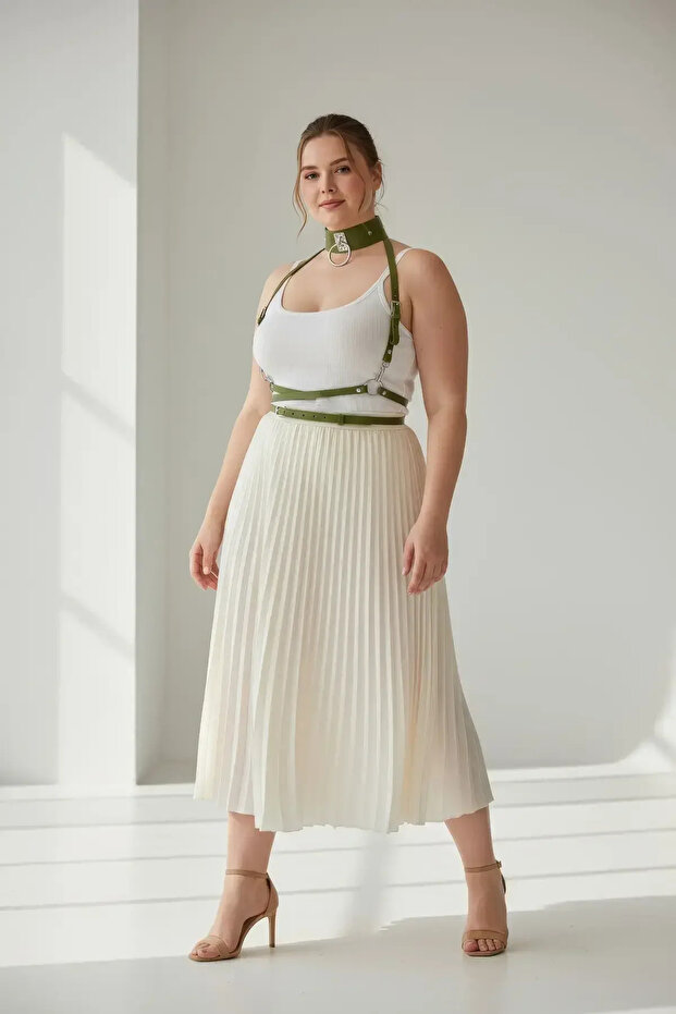 Plus Size Khaki Women's Belt Corset Style with Ring Detail