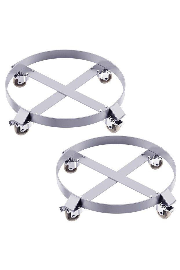 Heavy-Duty Drum Dolly, 453.6 kg (1,000 lb) Capacity, Tip-Resistant Steel Frame, 4 Swivel Casters, for Warehouse Drum Handling (Pack of 2)