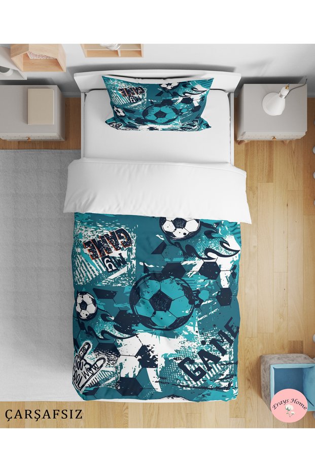 Football Themed 3D Digital Printed Single Bed Sheetless Teenage Boy Duvet Cover Set Sleeping Set