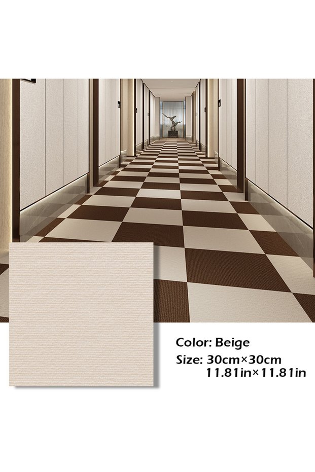 30X30cm-30pcs Beige 30X30cm Self-adhesive Anti Slip Splicing Block Floor Mute Rug Bedroom Mat Carpet
