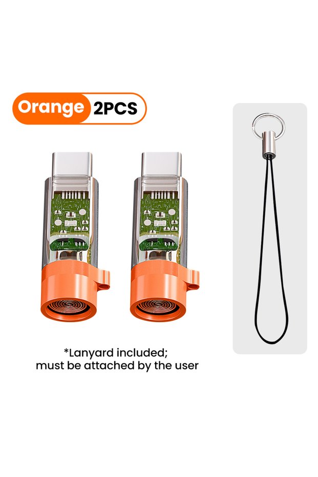 Orange 2PCS Portable Mini Type C Mobile Phone Cigarette Lighter Adapter Windproof Outdoor Blowing US