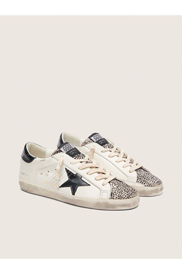 Super-Star LTD White Leather Black Star women Sneaker