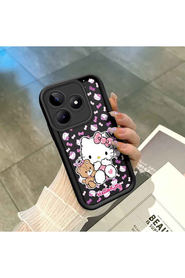 Realme Note 50 Compatible Black Silicone Case with Shockproof Camera Protection
