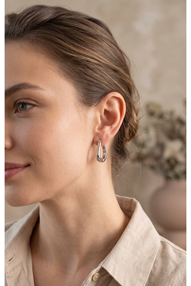 Brass Silver Color Hollow Rose Earrings