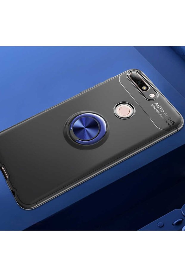 Silicone Ravel Cover with Rotatable Ring Stand for Huawei Y7 2018 Compatible Mobile Phone