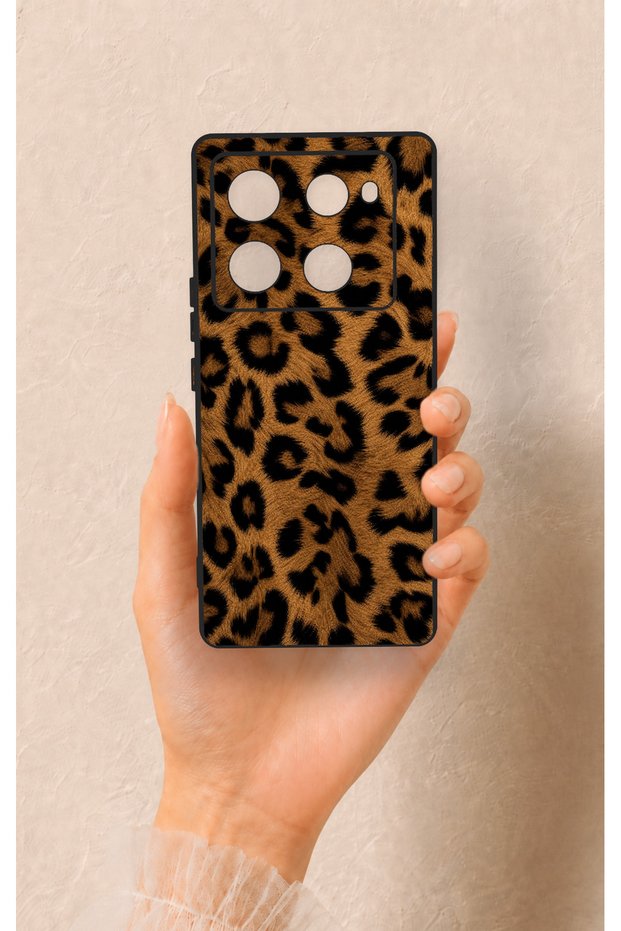 Infinix Note 40 Pro Compatible Dark Leopard Leather Pattern Silicone Case
