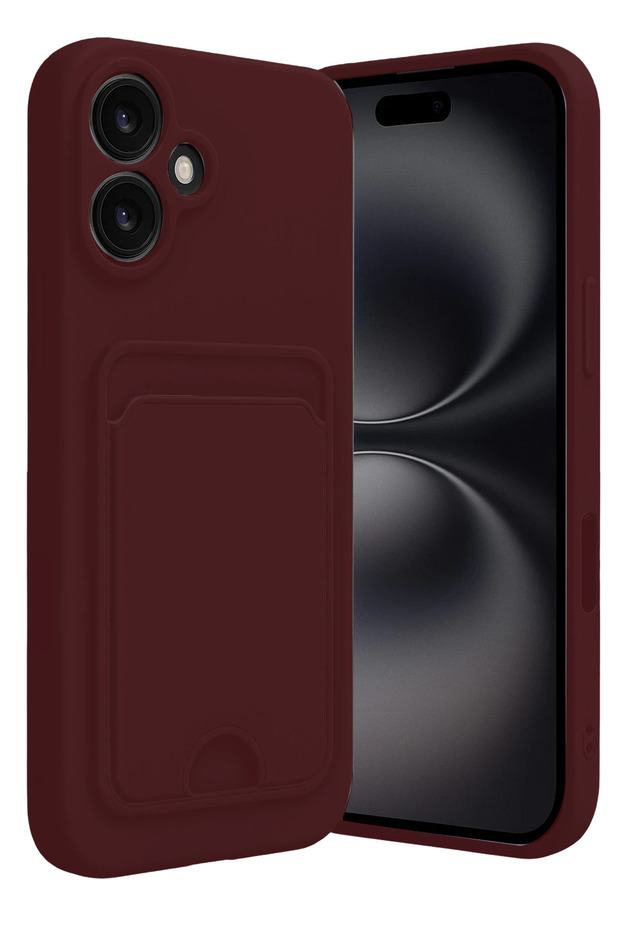Aconcept iPhone 16 Case Kelvin Silicone with Business Card Holder (112212) - Burgundy