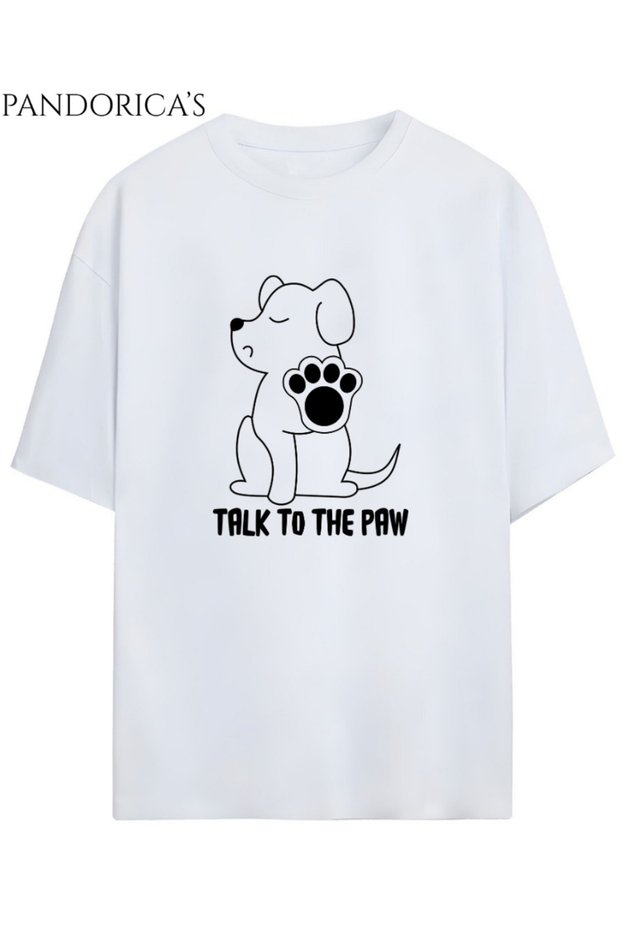 "Talk to the Paw" Written Dog Print Unisex Cotton T-Shirt