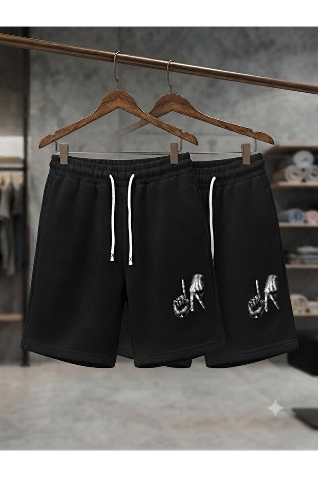 2-Pack Sport Shorts Thin Summer Sweat-Absorbing Finger Printed Women's / Men's Unisex Model