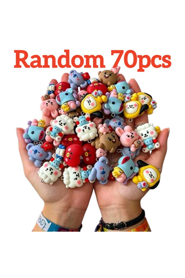 Bandai Random 70pcs 100pcs BT21 Resin Cartoon Charm DIY Accessories Craft Supplies For Jewelry Makin