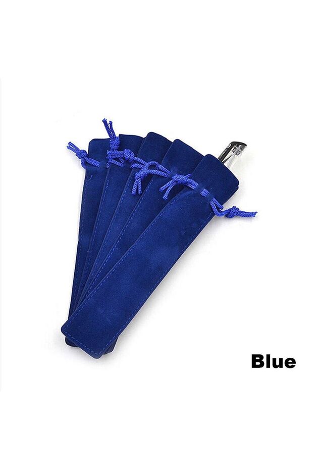 Blue Pen Bag Stationery Sleeve Holder Cloth Pen Bag Double-sided Thickened Office School Supplies V