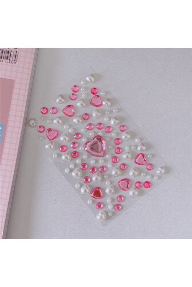 2 Zhen Zhu Fen 1/10pcs Acrylic Diamond Heart Stickers for Phone DIY Decoration Cute Small Glitter Cr