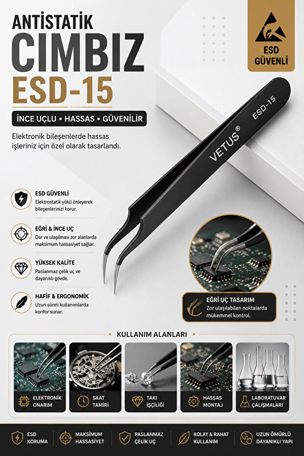 ملاقط مضادة للكهرباء الساكنة Esd-15