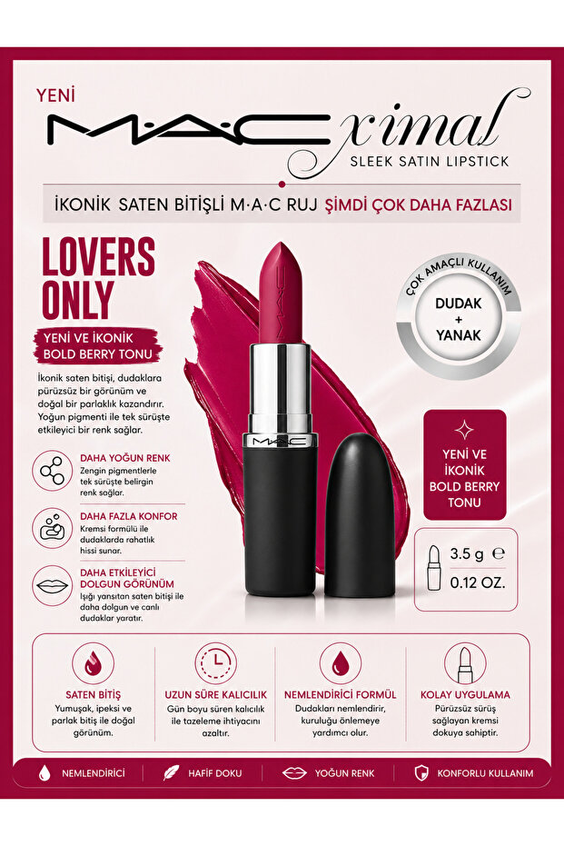 Lovers Only - Macximal Sleek Satin Lipstick Iconic Satin Finish Moisturizing Lipstick 3.5 g